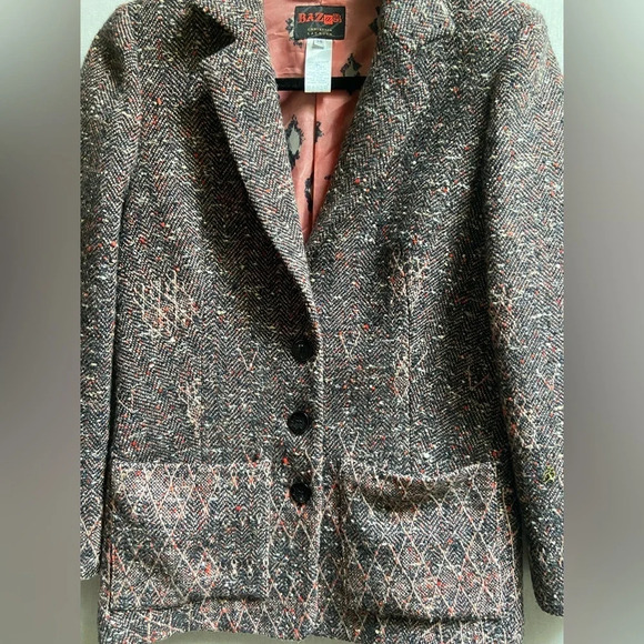 Bazar Christian Lacroix designer wool tweed pink multi colored blazer Sz 38 - Picture 4 of 14